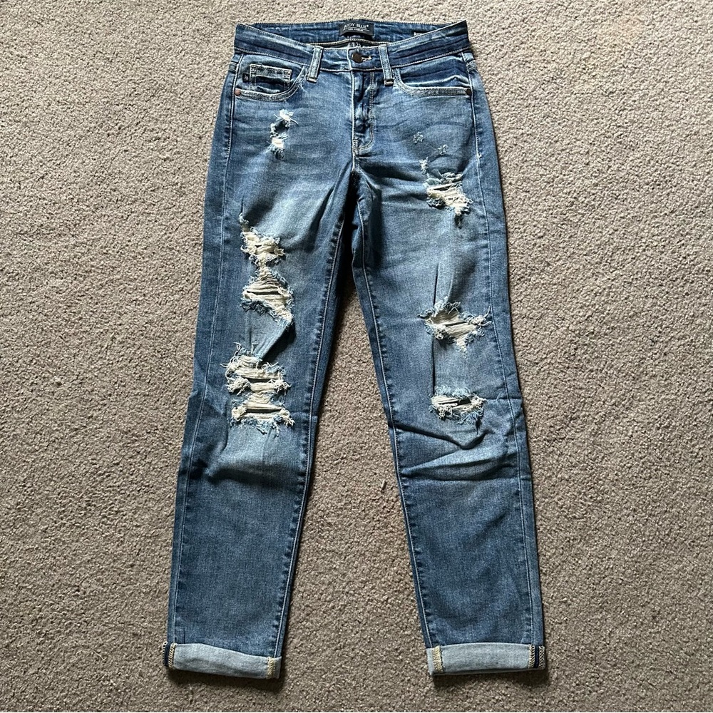Judy Blue Distressed Boyfriend Fit Jeans Sz 1/25 JB8286MD